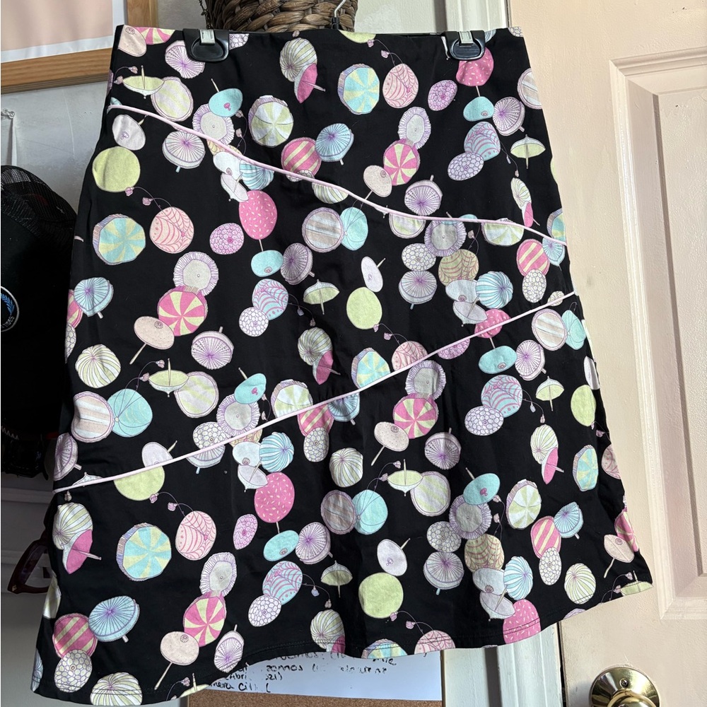 Lily Black Skirt with Colorful Circle Pattern